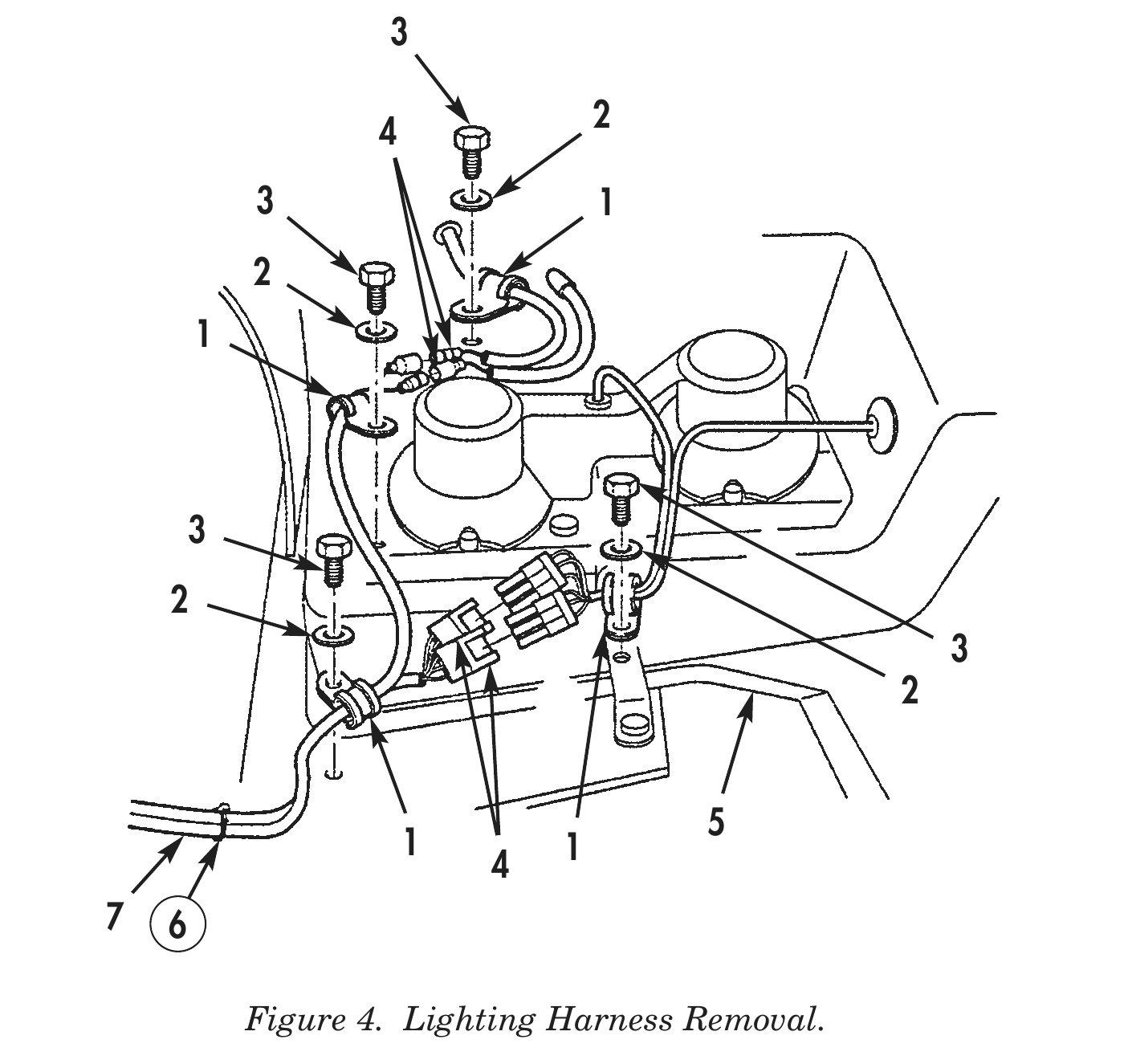 Figure 4. Lighting Harness Removal.