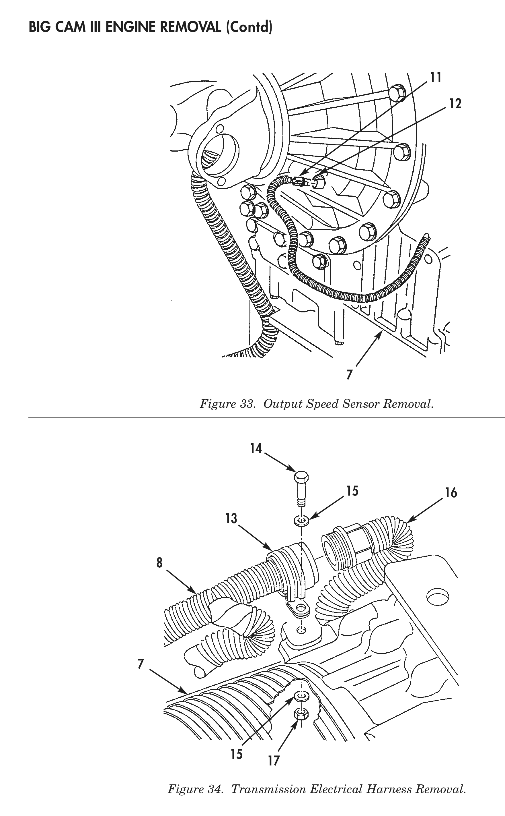 Figure 33. Output Speed Sensor Removal. Figure 34. Transmission Electrical Harness Removal.