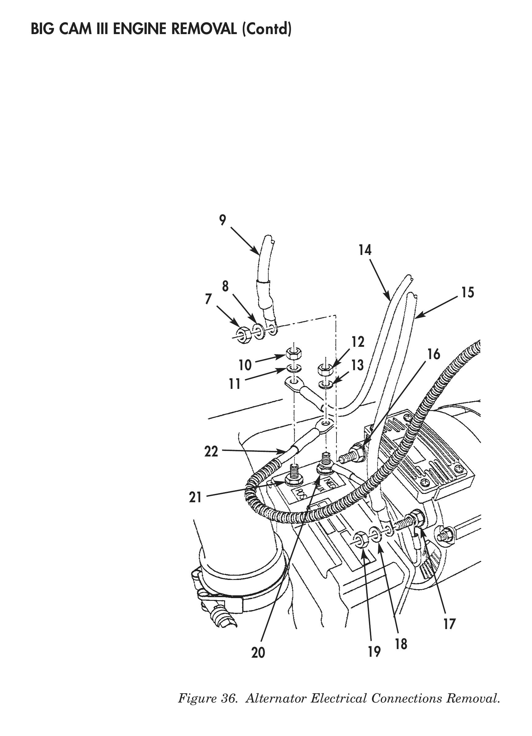 Figure 36. Alternator Electrical Connections Removal.