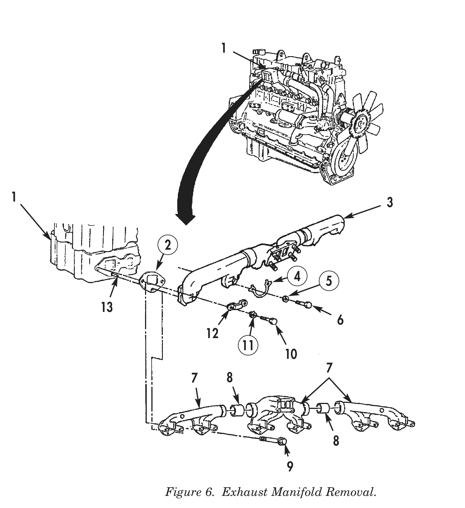 Figure 6. Exhaust Manifold Removal.