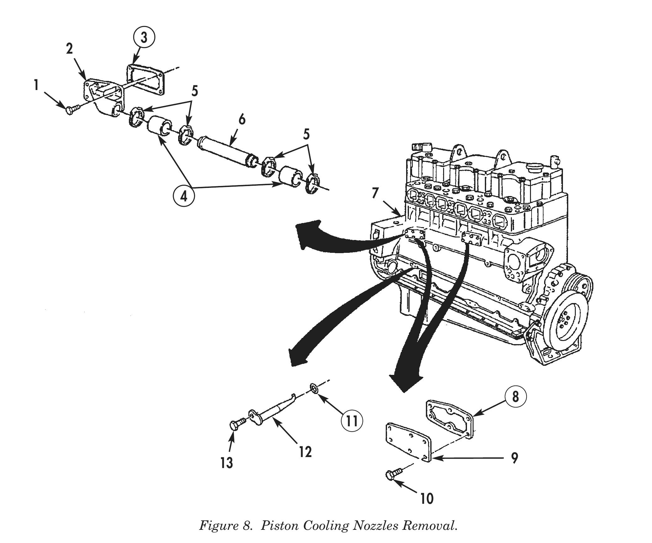 Figure 8. Piston Cooling Nozzles Removal.