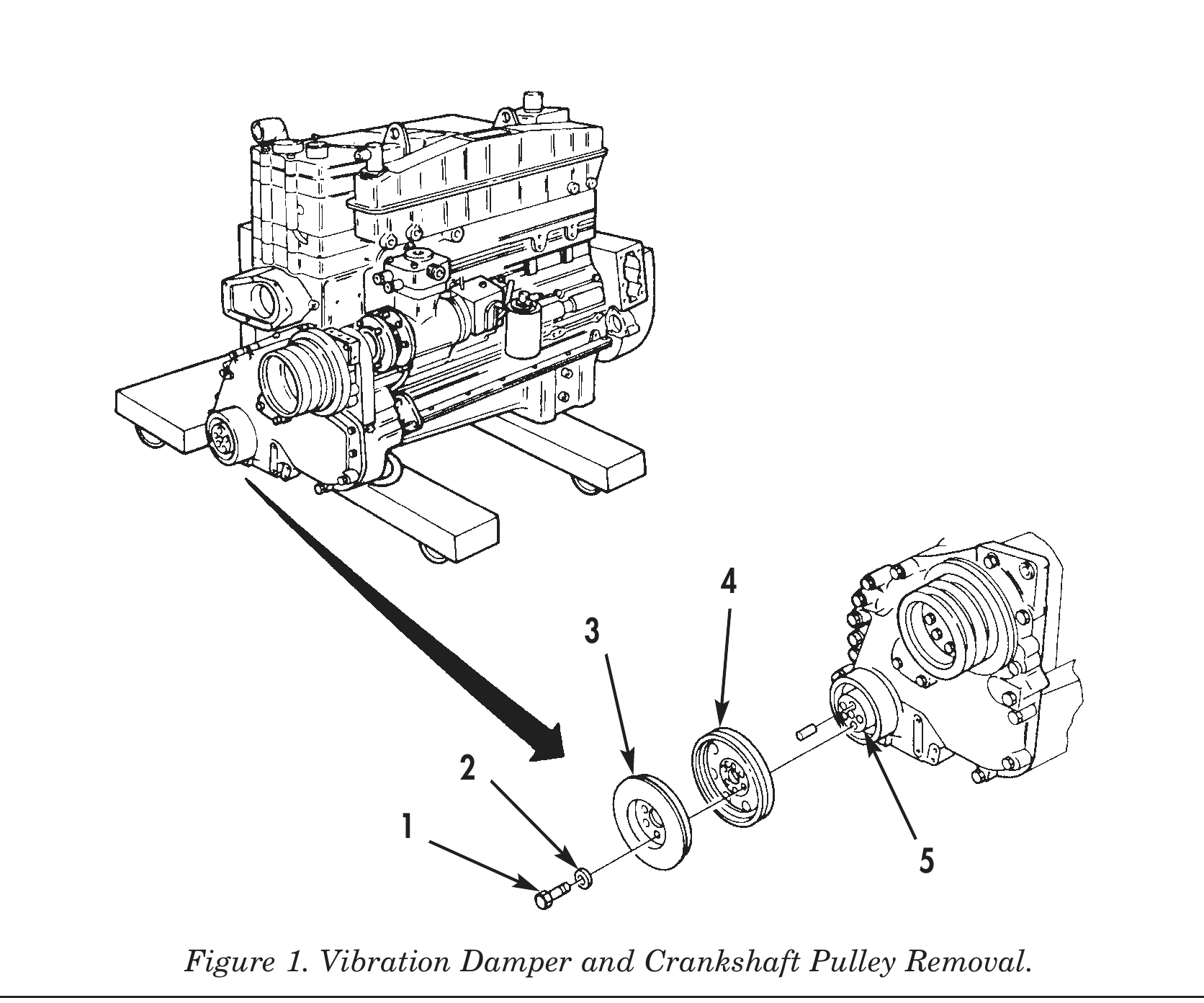 Figure 1. Vibration Damper and Crankshaft Pulley Removal.