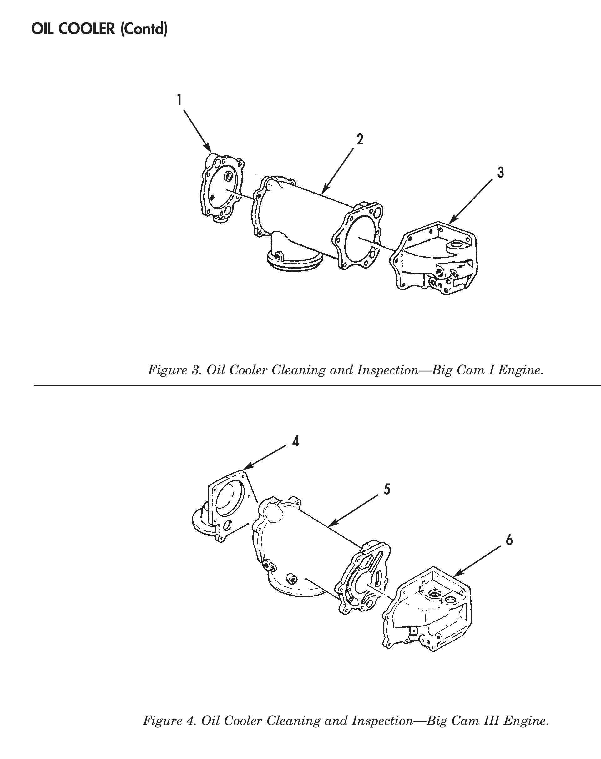 Figure 3. Oil Cooler Cleaning and Inspection—Big Cam I Engine. Figure 4. Oil Cooler Cleaning and Inspection—Big Cam III Engine.
