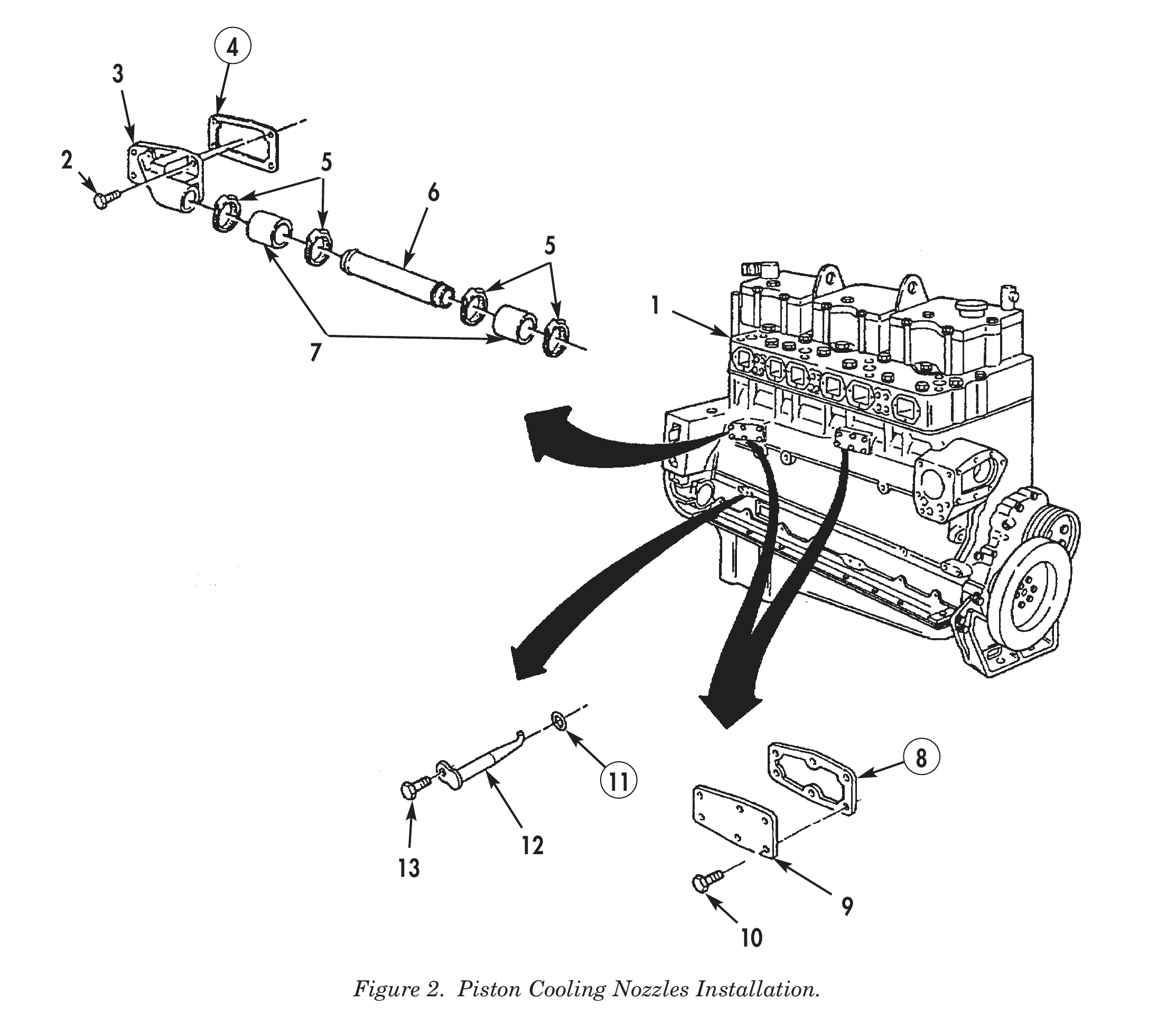 Figure 2. Piston Cooling Nozzles Installation.