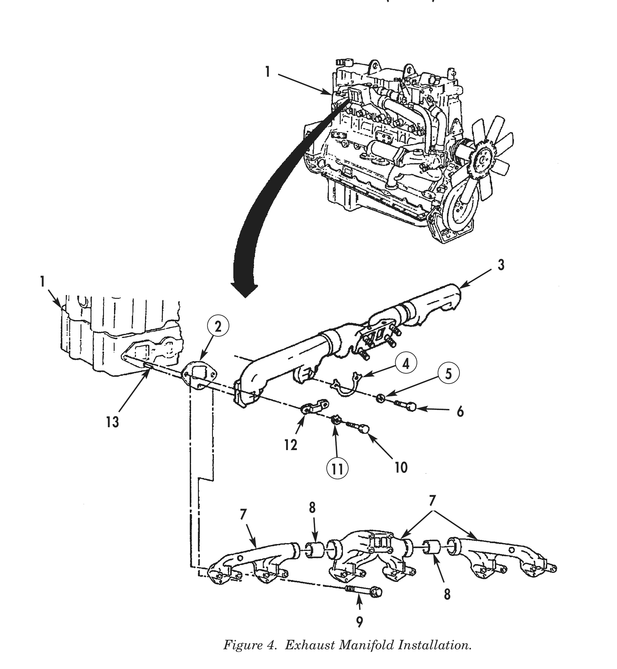 Figure 4. Exhaust Manifold Installation.