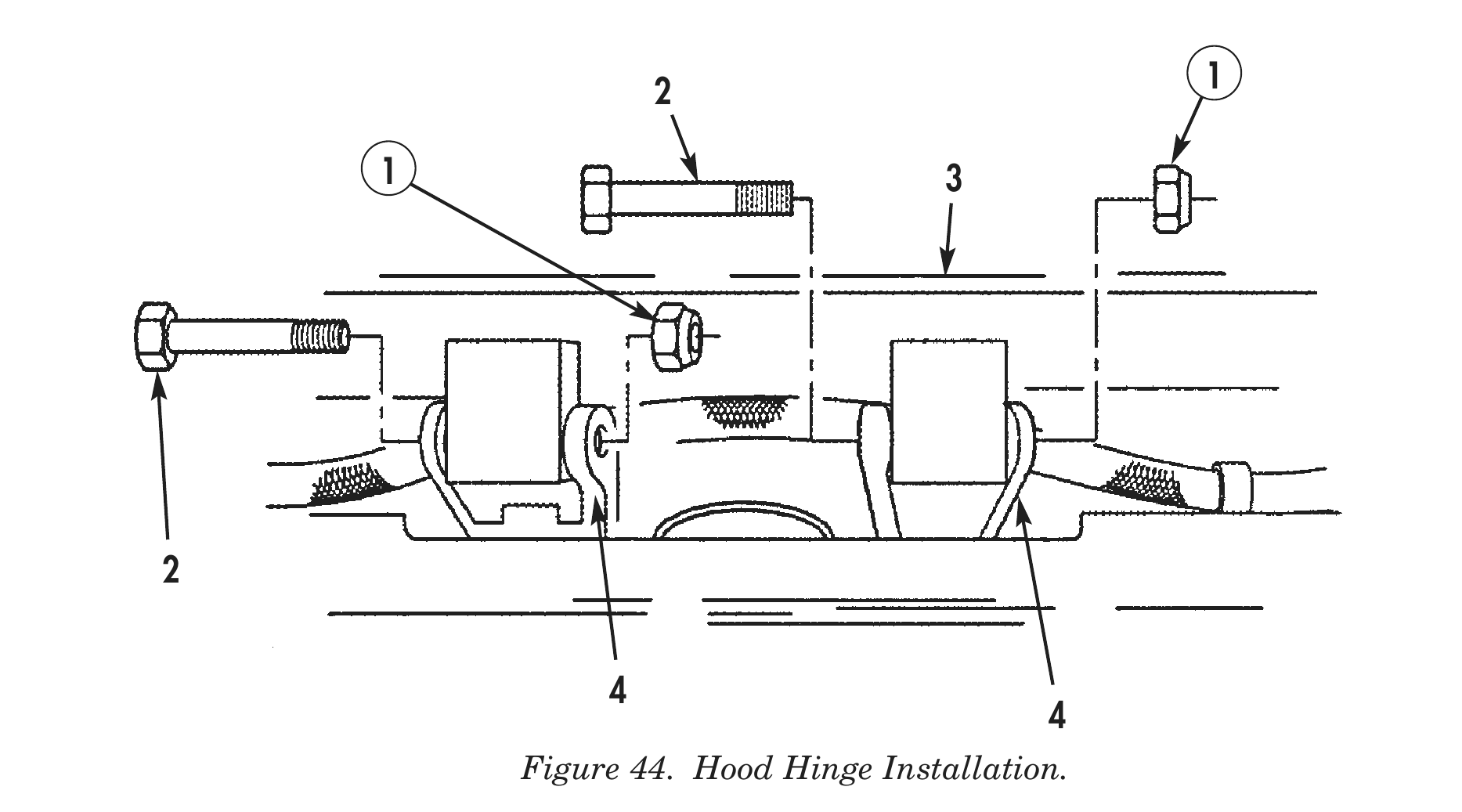 Figure 44. Hood Hinge Installation.