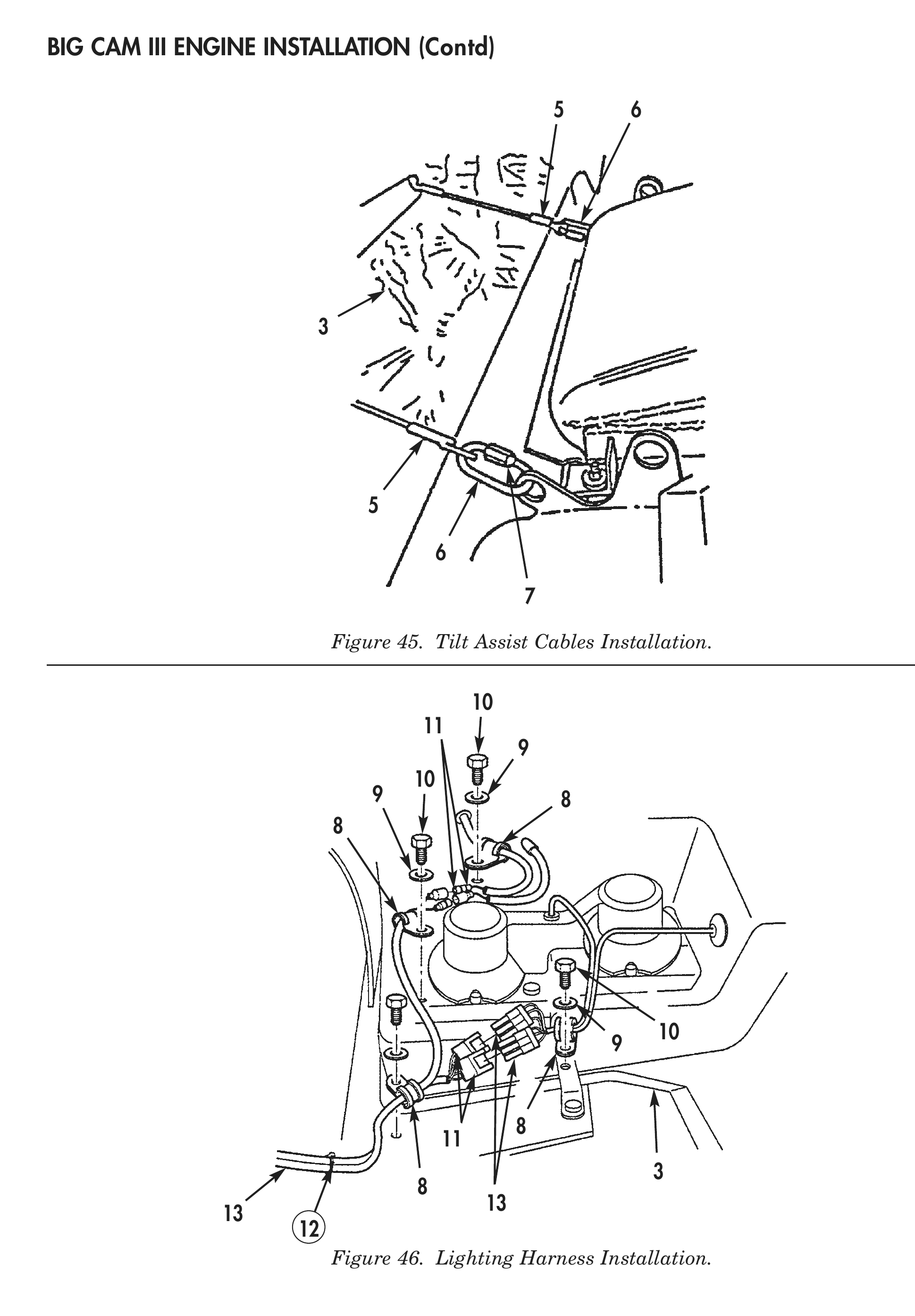 Figure 45. Tilt Assist Cables Installation. Figure 46. Lighting Harness Installation.
