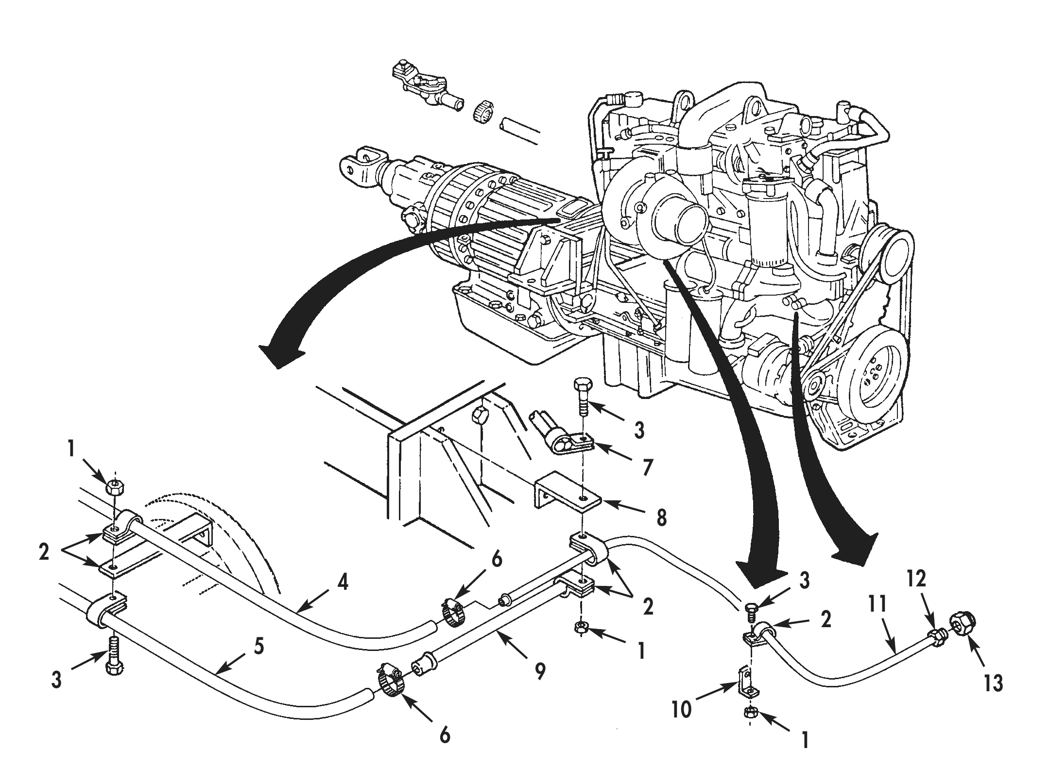 Figure 10. Heater Hose Installation.