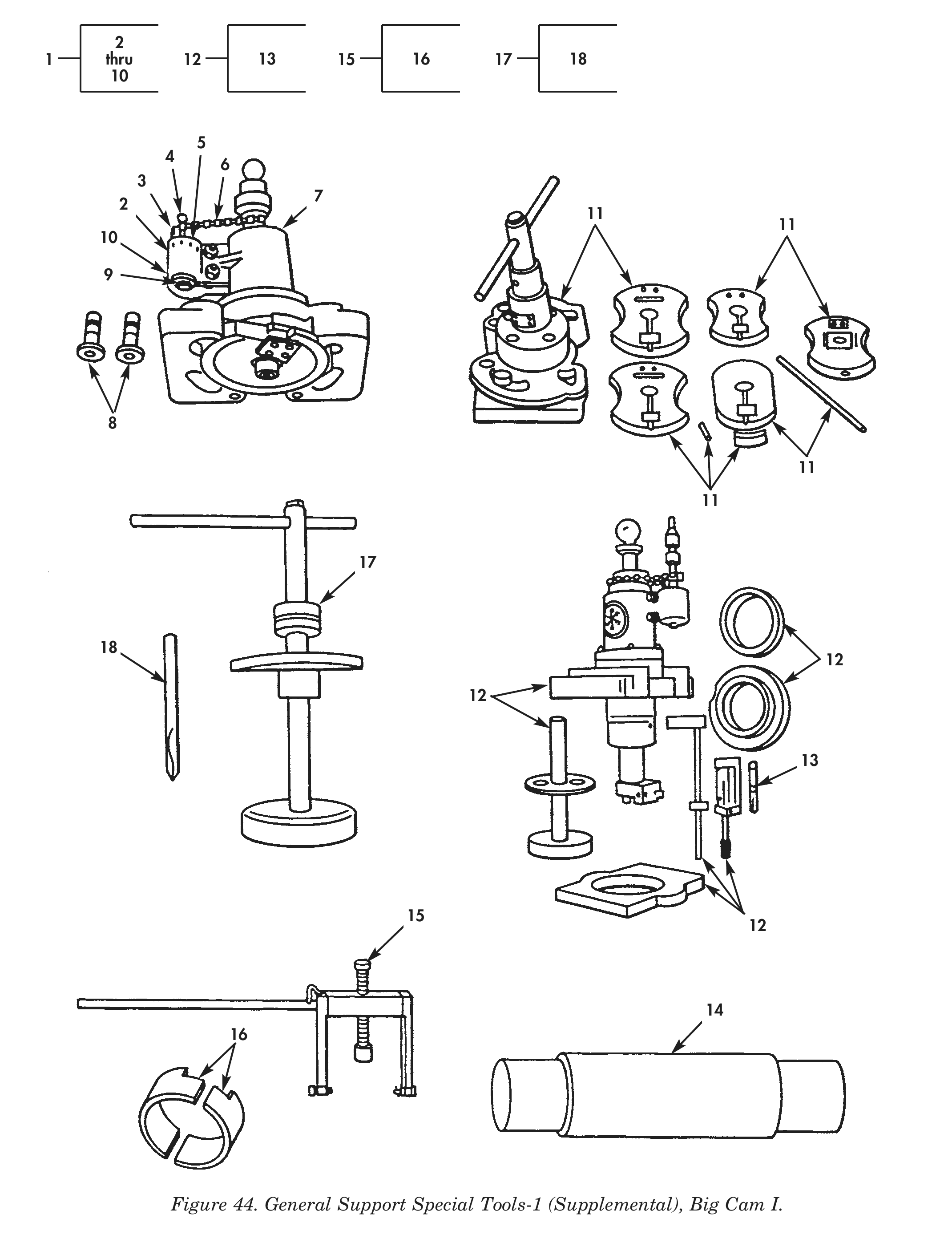 Figure 44. General Support Special Tools-1 (Supplemental), Big Cam I.
